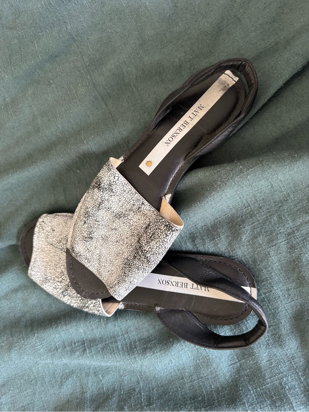 Matt Bernson Black & White Textured Slide Sandals